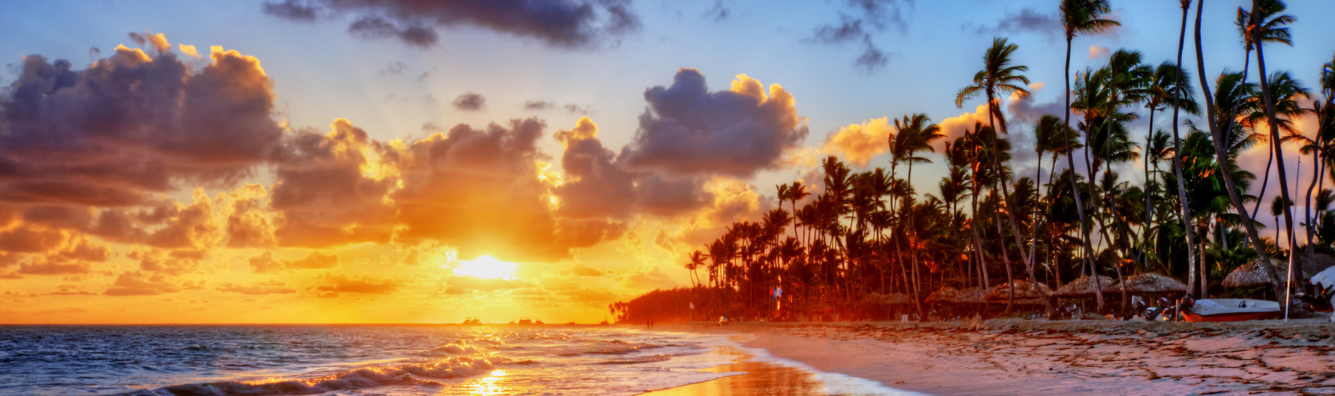 Sunset on the beach of the caribbean