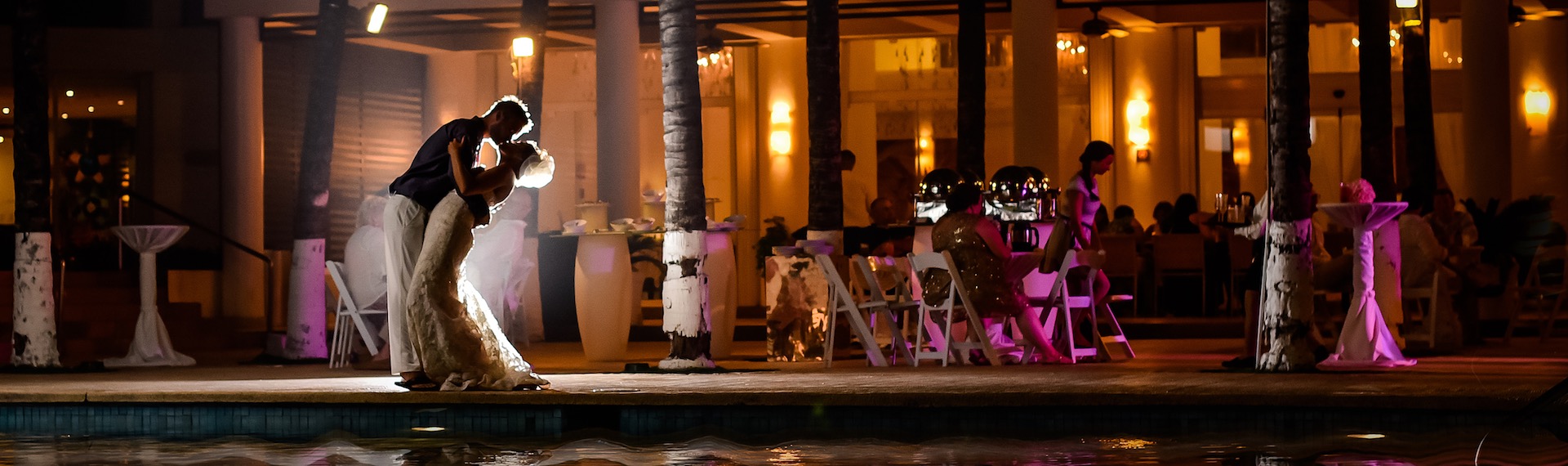 Couple dancing in their wedding on the caribbean