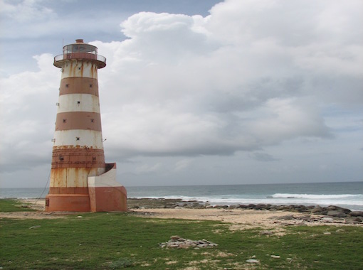 This is The Morant Point Lighthouse, the most old in Jamaica with a beautiful view of the caribbean sea.