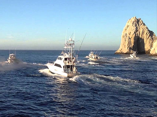 Several fishing boats during fishing contest Bisbee’s Black & Blue