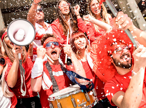 Celebrating the international football party Fans Celebrating the International Football Festival