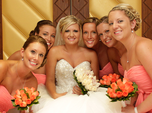 Bridesmaids with bride